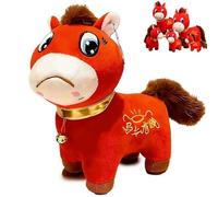 Genérico Crying Horse, Year of The Horse 2026 Plush, Crying Horse Plush Figurine, Lucky Chinese Lunar New Year Mascot Zodiac Ornament For Home Store Tabletop Decor (Red-B,20cm/7.8 in)