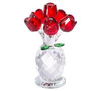 Genérico Crystal Rose Ornament, A Timeless Symbol of Elegance and Love, 3D Red Rose Figurine Crystal Glass Flowers with Stems, Artificial Rose Flower Design Ornament(A: Red)