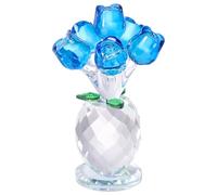 Genérico Crystal Rose Ornament, A Timeless Symbol of Elegance and Love, 3D Red Rose Figurine Crystal Glass Flowers with Stems, Artificial Rose Flower Design Ornament(A: Blue)