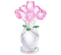 Genérico Crystal Rose Ornament, A Timeless Symbol of Elegance and Love, 3D Red Rose Figurine Crystal Glass Flowers with Stems, Artificial Rose Flower Design Ornament(A: Pink)