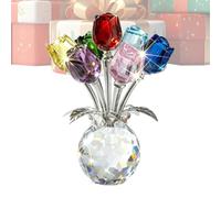 Genérico Crystal Roses Handmade - Colorful Floral Figurine Everlasting | Glass Flower Decor Elegant Decorative for Valentine, Wedding, Birthday, Women, Party, Home or Ornament Display