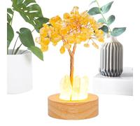Genérico Crystal Tree Lamp - 12 Inch Natural Yellow Led Light Bedside Table Lamp for Relaxing Ambiance, Stress Relief with Soft Lighting, Decor for Bedroom Living Room Office, Resin Base