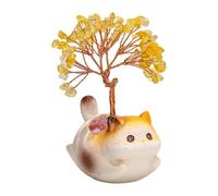 Genérico Crystal Tree Ornament, Desktop Citrine Figurine Kitten Decor, 4 Inch Crystal Tree Sculpture, Home Office Shop Birthday Wedding Chinese New Year Use, Energy Decor, Table Display Accent