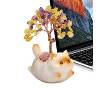 Genérico Crystal Tree Ornament, Desktop Citrine Figurine Kitten Decor, 4 Inch Crystal Tree Sculpture, Home Office Shop Birthday Wedding Chinese New Year Use, Energy Decor, Table Display Accent
