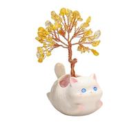 Genérico Crystal Tree Ornament, Desktop Citrine Figurine Kitten Decor, 4 Inch Crystal Tree Sculpture, Home Office Shop Birthday Wedding Chinese New Year Use, Energy Decor, Table Display Accent