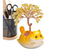 Genérico Crystal Tree Ornament, Desktop Citrine Figurine Kitten Decor, 4 Inch Crystal Tree Sculpture, Home Office Shop Birthday Wedding Chinese New Year Use, Energy Decor, Table Display Accent