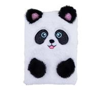 Generico Cuaderno con diseño de panda - Cuaderno de notas de piel sintética, diario con cerradura con pompón, diario con cierre con 160 páginas a rayas, cuadernos A5 bordados para dibujar, escribir