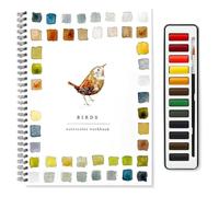 Genérico Cuaderno De Acuarela Para Principiantes - Kit Completo De Acuarelas Con 12 Colores Profesionales, Pincel,Aves - Ideal Para Adultos, Niños Y Adolescentes,Manualidades Y Regalo Artístico