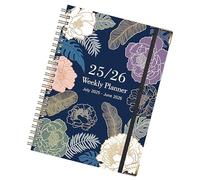 Genérico Cuadernos para escritura, Cuaderno Espiral, Agenda Gruesa A5 con Diseño Bonito Patrón Floral Espiral Bloc Notas Inglés Julio 2025-Junio 2026 para Bocetos Profesionales Toma de Apuntes Diario