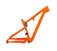 Genérico Cuadro de Bicicleta Carbono con suspensión Total, Cola Blanda, Ruedas 29/27.5", 148 mm, 4 eslabones for montaña, Ciclismo Descenso(Orange,XL)