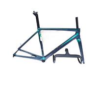 Genérico Cuadro de Bicicleta Carretera con Cuadro Carbono Verde y Morado, for Carreras Frenos Disco(C68 Frame and Bar,R485)