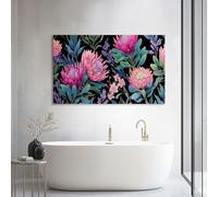 Genérico Cuadro Decorativo Moderno Negro Tropical Botánico Floral Hojas 40l x 30an cm, Lienzo Tensado sobre Bastidor de Madera Victoriano para Dormitorio y Pasillo - Arte de Pared Listo para Colgar