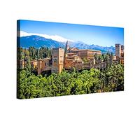 Generico Cuadro Lienzo Canvas Alhambra de Granada panorámica con Sierra Nevada - Varias Medidas - Lienzo de Tela Bastidor de Madera de 3 cm - Impresion en Alta resolucion (80, 39)