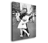 Genérico Cuadro Lienzo Canvas Beso en Times Square 1945 Marinero y Enfermera - Varias Medidas - Lienzo de Tela Bastidor Madera de 3 cm - Alta resolucion (120, 68)