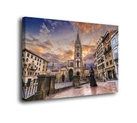 Genérico Cuadro Lienzo Canvas Catedral de San Salvador Oviedo Asturias España - Varias Medidas - Lienzo de Tela Bastidor Madera de 3 cm - Alta resolucion (50, 31)