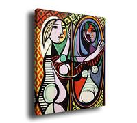 Genérico Cuadro Lienzo Canvas Chica Frente a un Espejo Pablo Picasso 1932 - Lienzo con Bastidor 3cm - Alta resolución (80_x_100_cm)