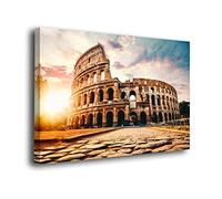 Genérico Cuadro Lienzo Canvas Coliseo Romano Italia Puesta de Sol Roma Europa - Varias Medidas - Lienzo de Tela Bastidor Madera de 3 cm - Alta resolucion (80, 53)