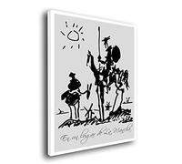 Genérico Cuadro Lienzo Canvas Don Quijote Picasso 1952 Texto en un Lugar de la Mancha - Varias Medidas - Lienzo de Tela Bastidor Madera de 3 cm - Alta resolucion (80, 120)