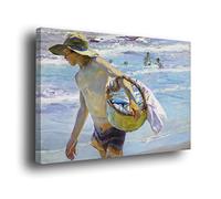 Genérico Cuadro Lienzo Canvas El Pescador Joaquin Sorolla Playa Valenciana de Cabañal 1904 - Lienzo con Bastidor 3cm - Alta resolución (80_x_53_cm)