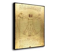 Genérico Cuadro Lienzo Canvas Hombre de Vitruvio Leonardo da Vinci 1492 - Lienzo de Tela con Bastidor Madera de 3cm - Alta resolucion (88, 120)