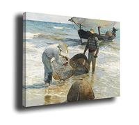 Genérico Cuadro Lienzo Canvas Los Pescadores Valencianos Joaquin Sorolla 1896 - Lienzo con Bastidor 3cm - Alta resolución (80_x_60_cm)