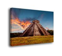 Genérico Cuadro Lienzo Canvas Templo de Kukulkan Piramide Maya Chichen Itza Yucatan Mexico - Varias Medidas - Lienzo de Tela Bastidor Madera de 3 cm - Alta resolucion (60, 40)