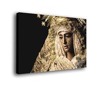 Genérico Cuadro Lienzo Canvas Virgen Esperanza de Triana Sevilla SemanaSanta Andalucia - Lienzo Envuelto Bastidor 3cm - Alta resolución (70)