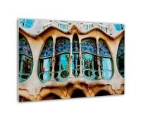 Genérico Cuadro Lienzo Casa Batlló de Antoni Gaudí - Barcelona Modernista - Canvas Decorativo con Bastidor de Madera de Pino - Decoración de Pared - 70x47