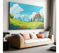 Genérico Cuadro Lienzo Decoracion Moderno Grande Casa De Campo De Dibujos Animados 40x30cm Cuadros Decorativo con Marco, Cuadro Pared para Salon Dormitorio Baño Pasillo Hogar