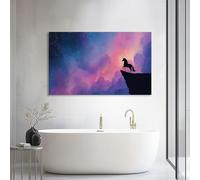 Genérico Cuadro Moderno Abstracto en Lienzo Morado Caricatura Galaxia Animal Unicornio 70l x 50an cm, Decoración de Pared con Bastidor de Madera Listo Fantasía para Colgar para Salón y Dormitorio