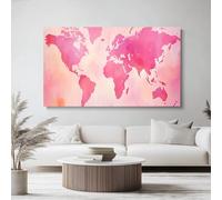 Genérico Cuadro Moderno sobre Lienzo Rosa, Romántico Acuarela Mapa Rosa Impresión de Arte Elegante para Decoración de Pared en Sala de Estar, Dormitorio u Oficina, Sin Marco, 60l x 40an cm