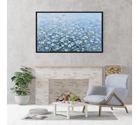Genérico Cuadro Mural Campo Floral Azul 100% Pintado A Mano Con Textura Pintura Al Óleo Obra De Arte Estética Original Sin Marco Para Sala De Estar Dormitorio Decoración Del Hogar Naturaleza Ser