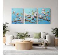 Genérico Cuadro Sobre Lienzo de Pintura Al Óleo Fina Ramas (Set de 3), Lienzo Decoración Vintage Floral para Pared de Salón y Dormitorio, 20x30cmx3 Sin Marco