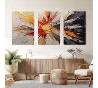 Genérico Cuadro Sobre Lienzo de Pintura Al Óleo Minimalista (Set de 3), Lienzo Decoración Abstracto Graffiti para Pared de Salón y Dormitorio, 30x40cmx3 Sin Marco