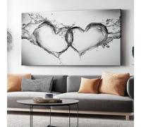 Genérico Cuadro sobre Lienzo para Salón Romance Gotas De Agua Corazón De Amor Impresión, 120 x 81 cm Lienzos Decorativos sobre Lienzo para Dormitorio Cocina y Pared (Sin marco), Blanco