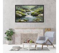 Genérico Cuadros Al Óleo De Paisajes De Arroyos En El Bosque Para Sala De Estar. Lujo Rústico 100% Pintados A Mano. Obra De Arte Original Sin Marco. Imágenes De Arte. Decoración Para Dormitorio