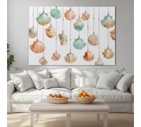 Genérico Cuadros Decoracion Salon Modernos Con Marco, 120 x 60 cm Grandes Laminas Nieve Canvas Decorativas Pared, Lienzos Pared Realista Acuarela Conchas, Wall Art Comedor Pasillo
