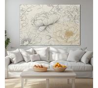 Genérico Cuadros Decoracion Salon Modernos Con Marco, 120 x 80 cm Grandes Laminas Crema Canvas Decorativas Pared, Lienzos Pared Elegante Lujo Flores Peonía, Wall Art Comedor Pasillo