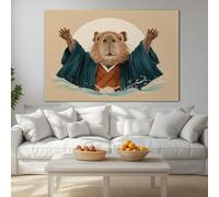Genérico Cuadros Decoracion Salon Modernos Con Marco, 140 x 70 cm Grandes Laminas Marrón Claro Canvas Decorativas Pared, Lienzos Pared Simple Lindo Animales Carpincho, Wall Art Comedor Pasillo