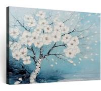 Genérico Cuadros Decoracion Salon Modernos Con Marco Madera, 40x30 cm Grandes Laminas Lienzos Decorativas Pared Dormitorios Abstracto Azul Árbol de la Vida Pintura al Óleo, Wall Art Comedor Pasillo