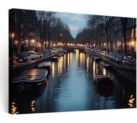 Genérico Cuadros Decoracion Salon Modernos, Marcos Laminas Decorativas Grandes, Lienzos Decorativos Reflejos Skyline Ciudad Noche, Dormitorios Habitación Comedor Pasillos 70x50 cm