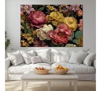 Genérico Cuadros decorativos Rosa Impreso en Lienzo 1 pieza, Lienzos Dormitorio Decoración Hiperrealista Fotografía Floral Hojas Cuadros para Pasillo Oficina Comedor Baño (140 x 70 cm) con Marco