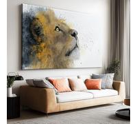 Genérico Cuadros en Lienzo con Marco León Animal En Acuarela 70x50cm Cuadro Decoracion, Arte para Pared, Laminas Decorativas Grande XXL para Dormitorio Salon Baño Pasillo Hogar