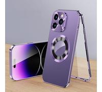 Genérico Cubiccredit Phone Case, Cubiccredit Double-Sided Magnetic Phone Case, Double-Sided Anti-Peep Glass Mobile Phone Electroplated Glass Case for iPhone (15,G-HD)
