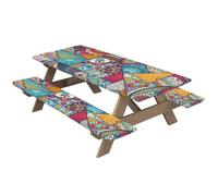 Genérico Cubierta de de Picnic - Kit elástico Impermeable, Protector de Banco al Aire Libre | Conjunto de Telas de Ajustado de 3pcs, Escudo de Reutilizable para Acampar Parrillas para la parrill
