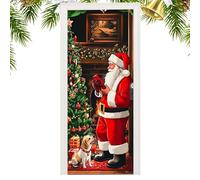 Genérico Cubierta De Puertas De Navidad: Envoltura De Navideña De Santa Puppy, Pancarta De De Navidad Versátil, Decoración De Paredes Y Ventanas, Linda Portada De Temporada para, P