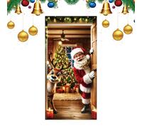 Genérico Cubierta Decorativa para Puerta Principal De Navidad - Fondo Festivo Bidimensional | Cubierta De Banner Decorativo Navideño para Interiores, Hogar, Cocina Y Fiestas