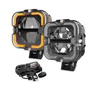 Genérico Cubierta Lente Faro Barra Luz Led Obra Para Coche 60W Foco 12v Con Luces Conducción DRL Ámbar Para Tractores Barcos Todoterreno 4x4 SUV ATV Juego Reparación Faro(1pair B with Wire)