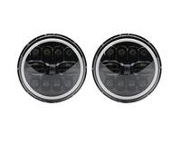 Genérico Cubierta Lente Faro Para 2004 Para Santana PS1 Faro 7 Pulgadas 2x LED Para Automóvil Hi/Low H4 Halo Angle Eyes DRL Juego Reparación Faro(90w Halo lightBlackB)