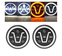 Genérico Cubierta Lente Faro Para 2004 Para Santana PS1 Faro 7 Pulgadas 2x LED Para Automóvil Hi/Low H4 Halo Angle Eyes DRL Juego Reparación Faro(60w Halo lightBlackA)